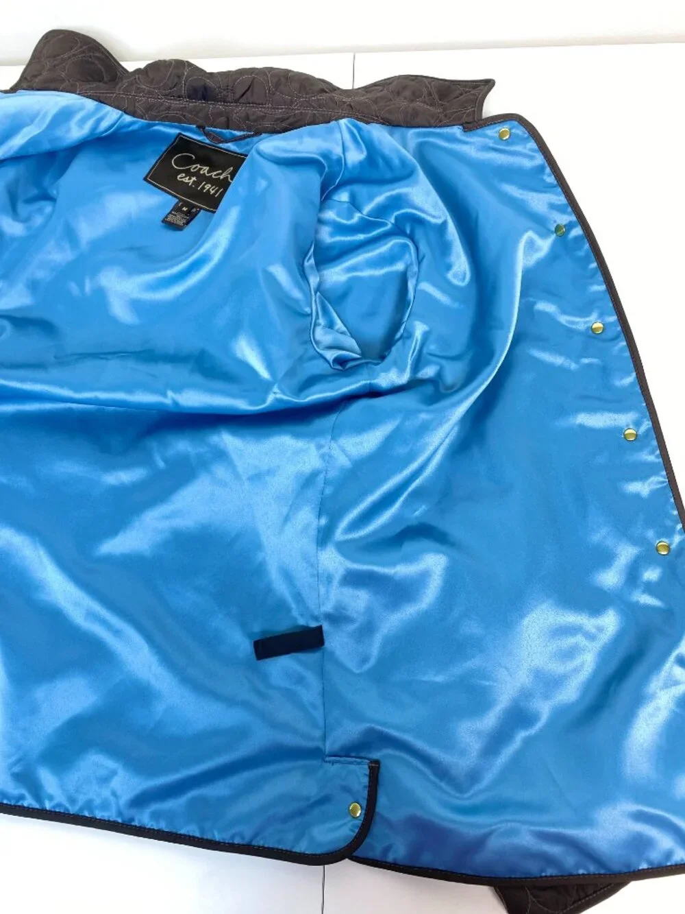 Coach Signature C Quilted Barn Jacket Brown Blue Size M Vintage